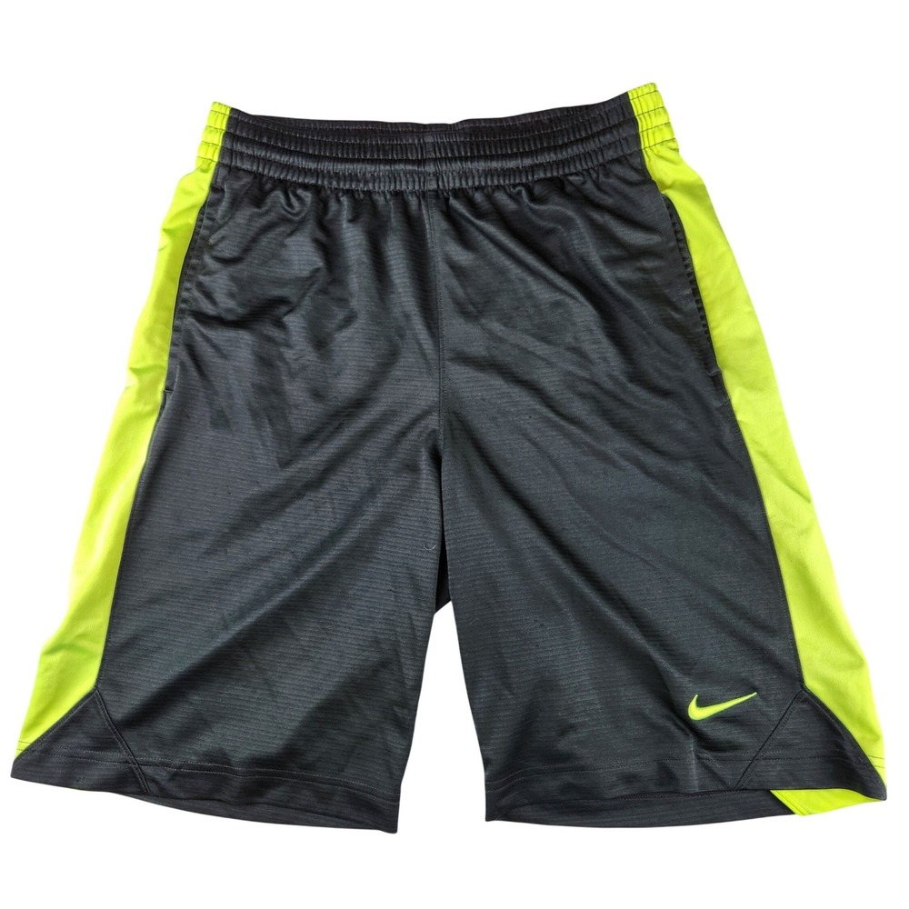 Nike Basketball Shorts Mens Small Grey Neon Green Athletic Gym Training